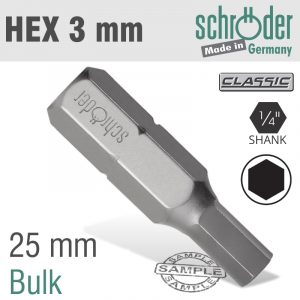 Hex/allen insert bit 3mm bulk