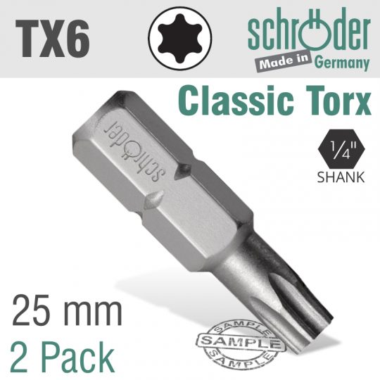 Torx tx6 classic bit 25mm 2cd