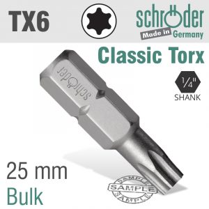 Torx tx6 25mm classic bit bulk