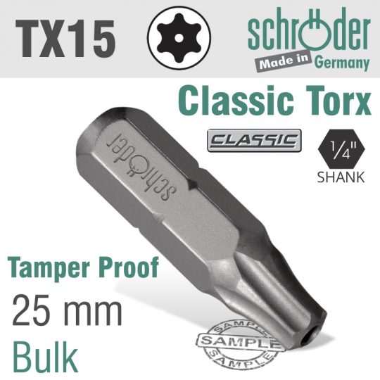 Torx tamper resist.t15h x 25mm