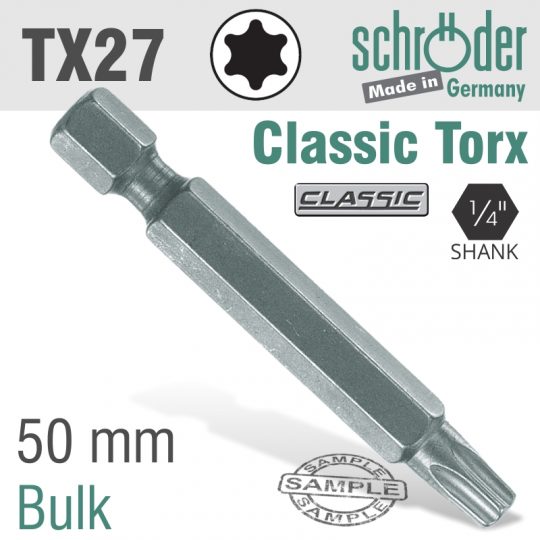 Torx tx27 x 50mm classic power bit bulk