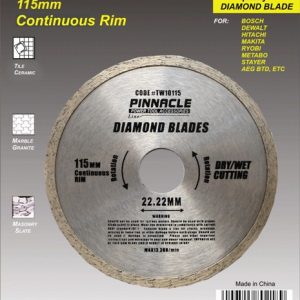 Diamond blade cont.rim 115×22.22mm pinnacle